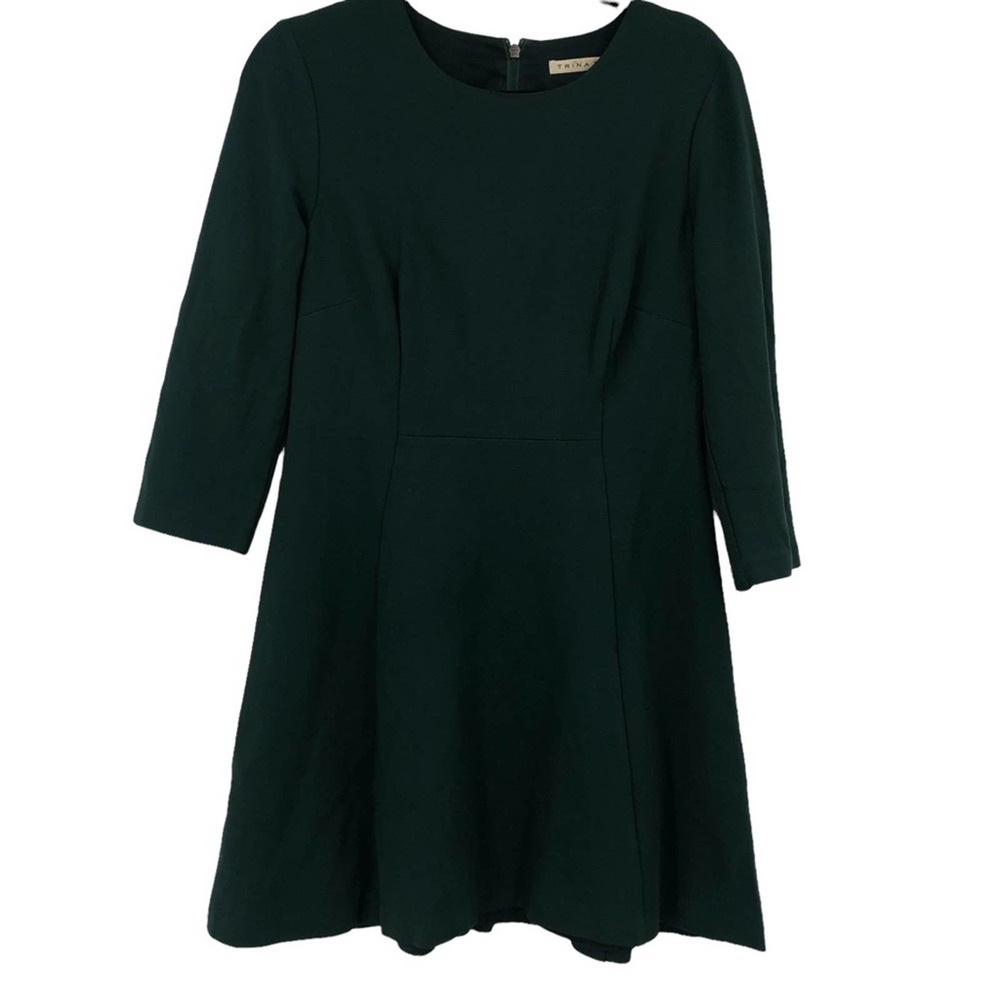 Trina Turk Structured Dark Emerald Green Lined Ponte Knit Dress Womens Small